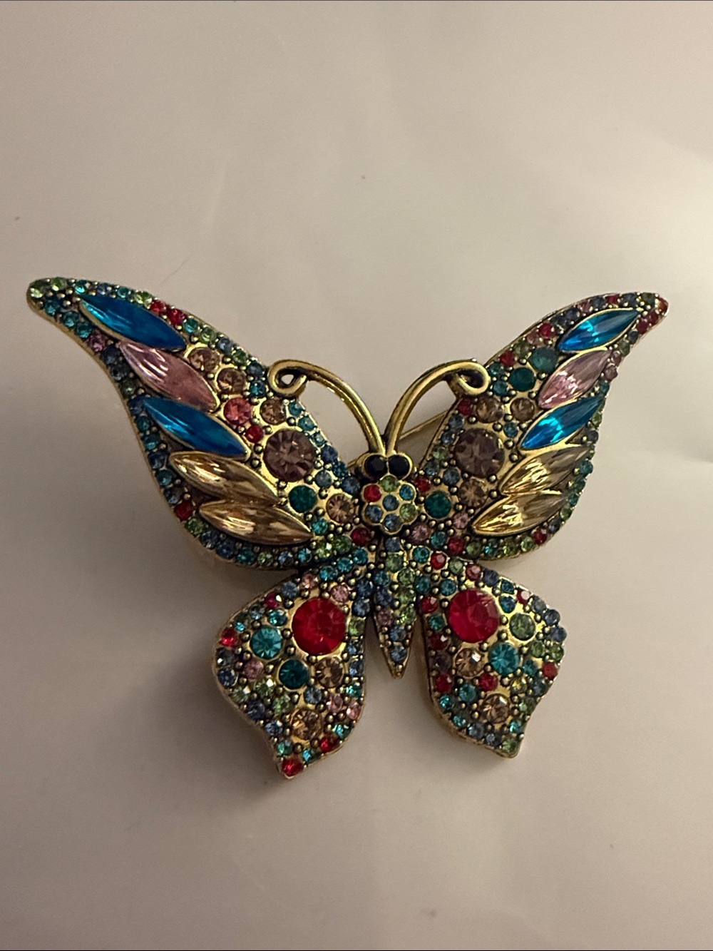 Multicolor Crystal Butterfly Brooch - Elegant Women’s Jewelry Accent